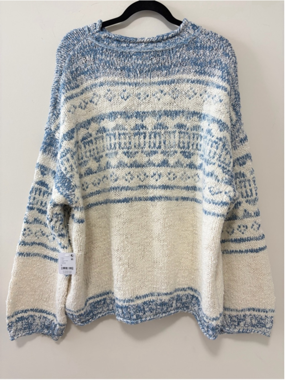 FREE PEOPLE - DANI PATTERN SWEATER IN CLOUD COMBO Size M - Picture 6 of 13